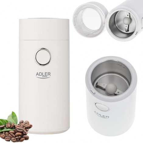 Adler | AD4446wg | Coffee grinder | 150 W | Coffee beans capacity 75 g | Lid safety switch | Number of cups pc(s) | White - 3